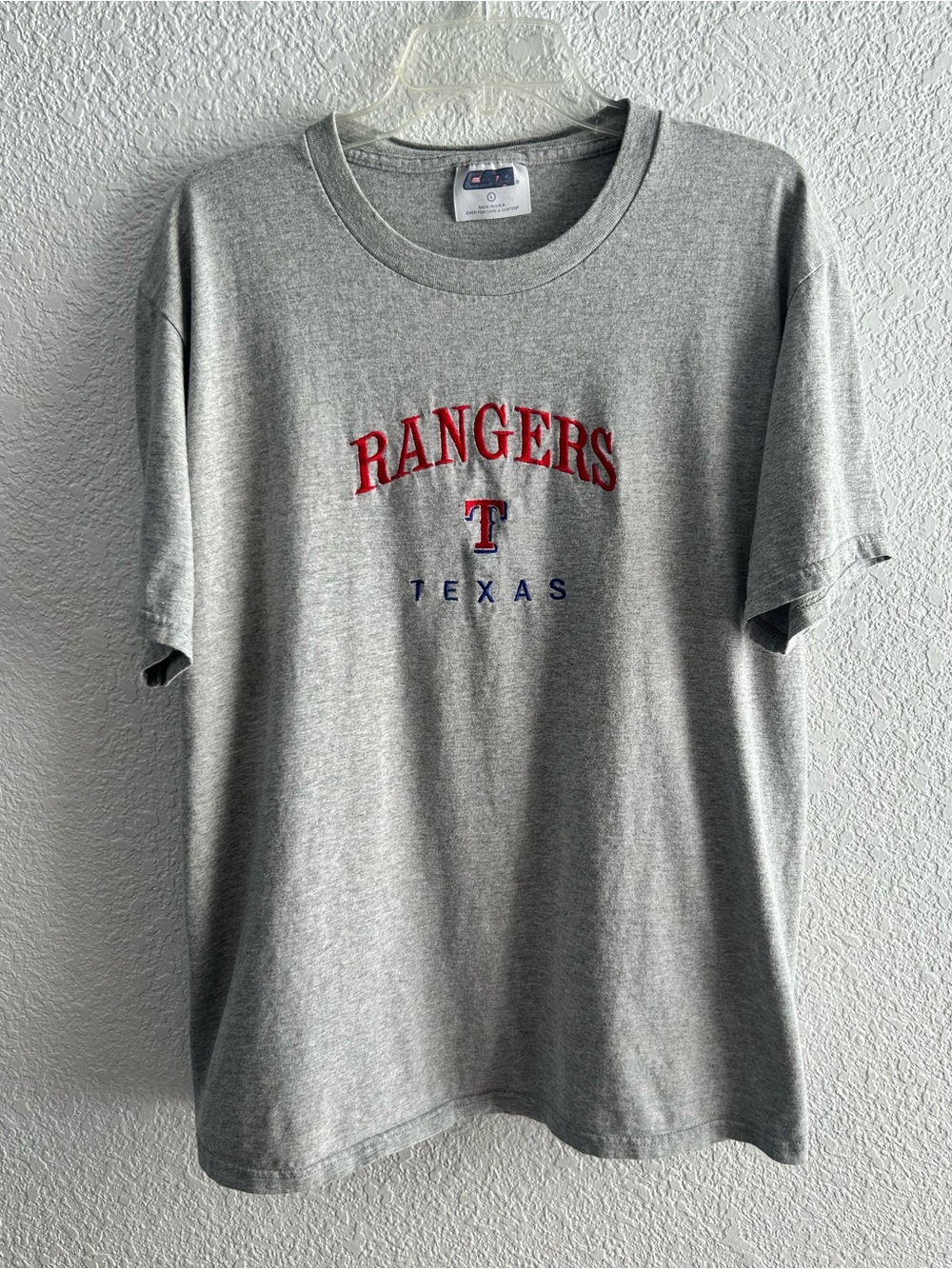 Vintage Texas Rangers MLB Tee CSA Tag Made in USA Gray Baseball T-Shirt Large